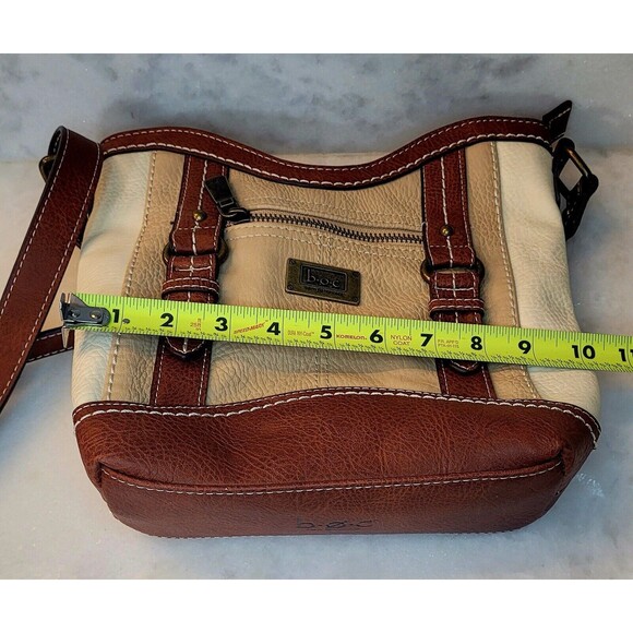 B.O.C. Crocket Power Tulip Brown Cream Tan Vegan Leather Crossbody Purse Handbag - Picture 8 of 16